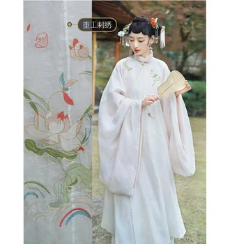 Оригинальный халат Ханфу с широкими рукавами и вышивкой в виде лотоса Династии Мин, Юбка с лошадиным лицом, костюм Древней принцессы для Косплея