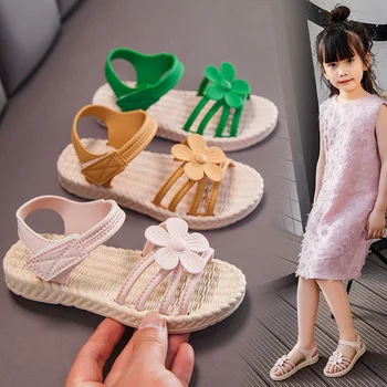 Пляжные сандалии для девочек; новинка лета 2020 года; детская модная обувь принцессы на мягкой подошве; универсальная детская обувь для маленьких девочек
