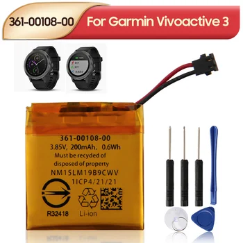 Оригинальная Сменная батарея для часов 361-00108-00 для Garmin Vivoactive 3 GPS Smartwatch 200 мАч