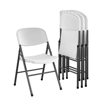 Складной стул из смолы премиум-класса Mainstays, 4 упаковки, Белая мебель для патио, садовый стул, набор уличных стульев