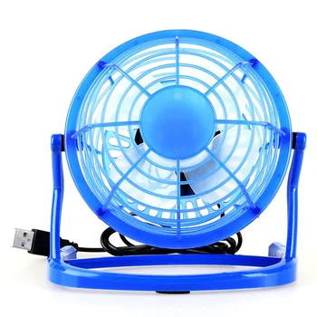 Мини USB Бесшумный Вентилятор Настольный Кулер для Ноутбука Ноутбук Настольный ПК Офисные Охлаждающие Вентиляторы с 4 Лопастями, Вращающийся Мини-вентилятор USB, Синий