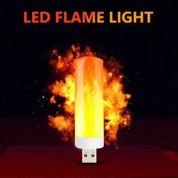 Светодиодная лампа с эффектом пламени, Имитирующая мерцание свечи, USB Ночник, атмосферные лампы Для внутреннего и наружного оформления домашней вечеринки