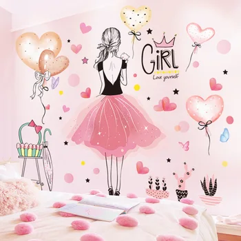 Мультяшные воздушные шары, наклейки на стены, Виниловые наклейки для девочек 
