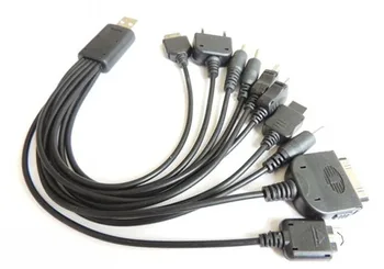 Лидер продаж, 10 в 1, универсальные USB-кабели для мобильных телефонов, мультизарядная линия для iphone ipad Samsung HTC, высокое качество, 100 шт./лот