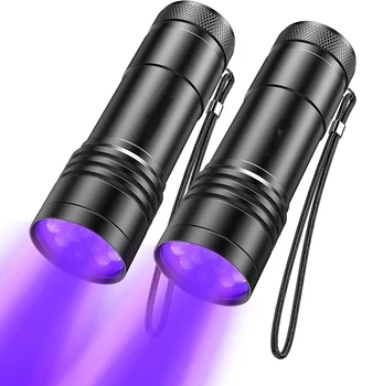 C2 2 Упаковки 12LED УФ-фонарей EDC LED Black Light Фонари с черным светом 395 нм для обнаружения мочи домашних животных и домашних пятен