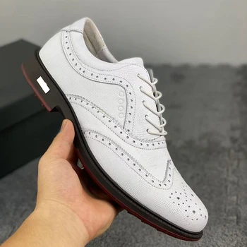 Оригинальные мужские туфли для гольфа, высококачественная спортивная обувь, мужская обувь из натуральной кожи, белая обувь для тренировок по гольфу, роскошная брендовая прогулочная обувь для мужчин