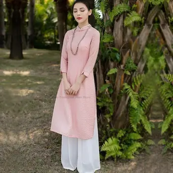 Восточный стиль Ао Дай Вьетнам Традиционная одежда Платье Для женщин Изящное китайское Ципао Чонсам Элегантное платье в винтажном стиле