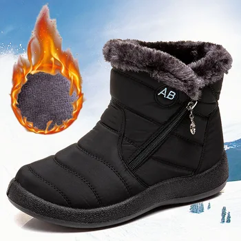 Женские зимние ботинки из толстого плюша, зима 2023, водонепроницаемые нескользящие ботильоны на платформе, женская теплая обувь с хлопковой подкладкой, Botas