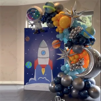 131 шт. Астронавт Вселенная Космическое Пространство Тематические вечерние воздушные шары 32 дюйма Серебряные воздушные шары с номерами Для детей, украшения на День рождения, подарки для мальчиков