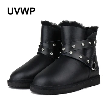 UVWP, женская обувь высшего качества, зимние ботинки, теплые шерстяные зимние ботинки, женские ботинки из 100% натурального меха, ботильоны из натуральной овчины