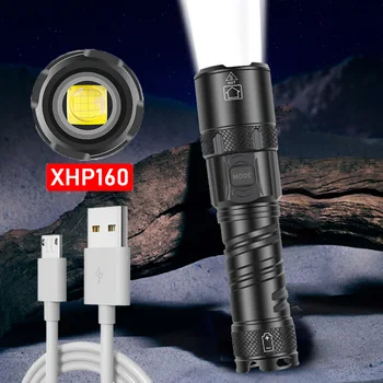 XHP160 Светодиодный Фонарик 18650 или 26650 Usb Тактическая вспышка XHP99.2 Перезаряжаемый светодиодный фонарь с Зумом Охотничья Яркая Рабочая Лампа
