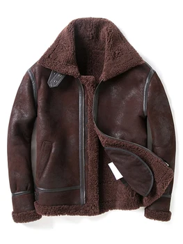 2020 Новая Мужская куртка-бомбер B3, Черная куртка-дубленка, Короткое Меховое пальто, Кожаная куртка С капюшоном, Мужские зимние пальто