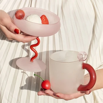 350 мл Термостойкие Стеклянные Цветные Кофейные стаканы с ручкой, бытовая чашка для завтрака с молоком, Современная кружка в скандинавском стиле, Стаканы для питья