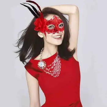 Маскарадная маска для женщин, Венецианские кружевные маски для глаз с цветами из перьев, Карнавал, Выпускной Бал, Маскарадное платье, Вечерние принадлежности, Свадебный вечер
