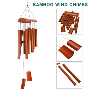 Бамбуковый Ветряной колокольчик Ручной работы, подвесной Ветряной колокольчик, декор для дома и сада, Настенные Ветряные колокольчики