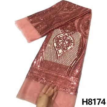 Африканская Кружевная Ткань HFX 2023, Новейшая Индийская ткань Сари, высококачественная тюлевая Кружевная ткань с блестками, свадебное Платье 5 ярдов