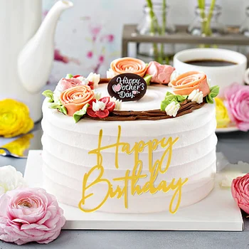 Акриловый топпер для торта с днем рождения из розового золота, детские сувениры, инструменты для украшения торта на день рождения для детей и взрослых