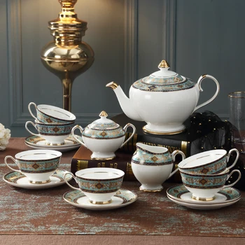 15 шт керамический европейский набор кофейных чашек высокого класса, роскошный подарок для гостиной, домашний английский послеобеденный чай, чайный сервиз, черный чайный чайник