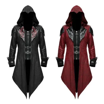 Уличная одежда средневекового мужчины, косплей убийцы, 2 цвета, Куртки с капюшоном, верхняя одежда, костюм Эдварда Assassins Creed, костюм на Хэллоуин