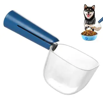 Мерный стаканчик для кошачьего корма, Прозрачный Удобный совок с длинной ручкой Для собак, кошек, Хорьков и кроликов