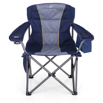 Складной походный стул, переносные мягкие негабаритные стулья с подстаканниками, синий, комфорт для сидячего образа жизни, современная эстетика