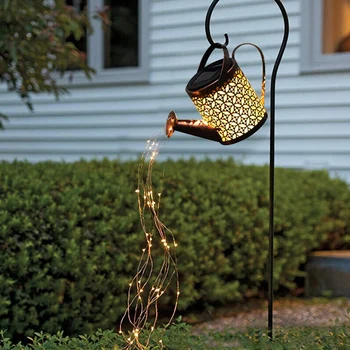 1 шт. светодиодная солнечная лейка Подвесной светильник с водопадом Водонепроницаемый Открытый сад, украшающий газон, задний двор, ландшафтный светильник