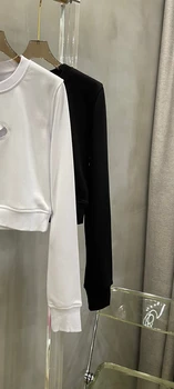 156780 Модная Классическая Роскошная Рубашка Раннего Осеннего дизайна С длинными рукавами и Логотипом, Выдолбленная Снизу, Женская D3