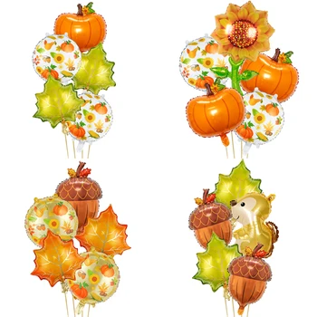 1 комплект Воздушных шаров на День Благодарения, сосновая шишка, кленовые листья, тыквенное украшение, воздушный шар из фольги, тематическая вечеринка в джунглях, день рождения, свадебные украшения