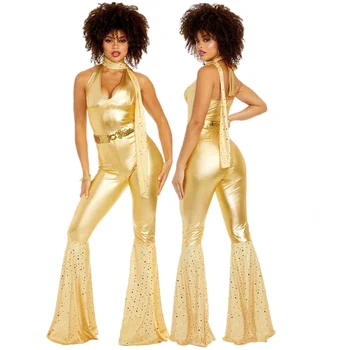 Женские Сексуальные рок-диско-хиппи, костюмы для косплея, для взрослых, на Хэллоуин, 70-80-е, танцевальные костюмы хиппи, нарядное платье для вечеринки