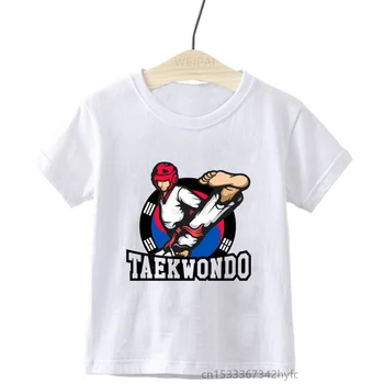 Детская футболка для тхэквондо, детские новые летние футболки, мягкая дышащая футболка Унисекс с коротким рукавом, повседневные футболки для мальчиков/девочек