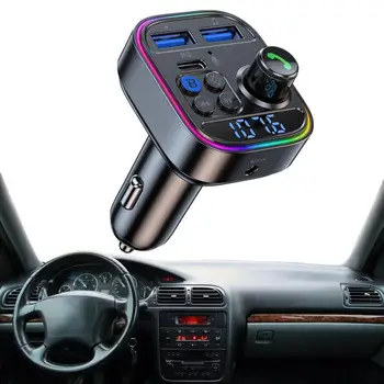 Автомобильный mp3-плеер, аудио-музыкальный адаптер, сверхбыстрое беспроводное автомобильное зарядное устройство с USB и тремя портами громкой связи для большинства автомобилей