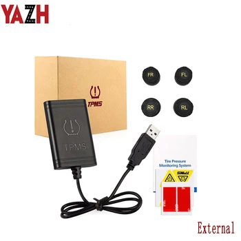 YAZH 1 Комплект Система контроля давления в шинах TPMS с 4 шт. внешними датчиками USB разъем для автомобильного радиоприемника Aftermarket Android