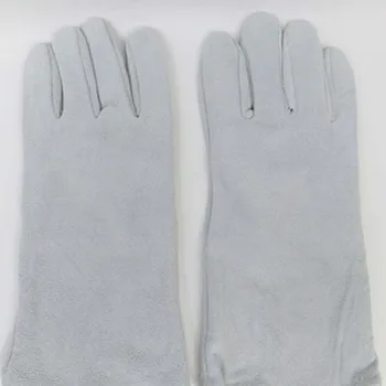 Длинные двухслойные огнестойкие рабочие перчатки, термостойкие сварочные перчатки из толстой кожи