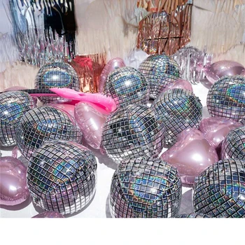 Блестящие шары для дискотеки из фольги 80-90-х годов в стиле ретро 4D, 22-дюймовое свадебное популярное украшение для вечеринок в стиле рок-н-ролл.