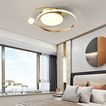 Золотисто-черная светодиодная люстра, современная потолочная лампа Lotus для гостиной/столовой, кухни, спальни, светильник в стиле деко