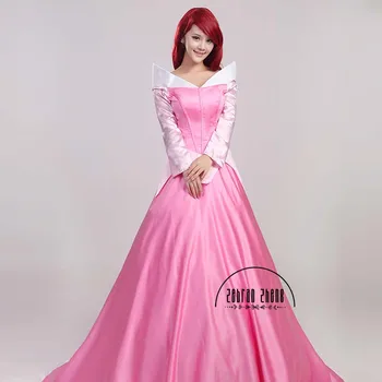 Костюм принцессы Авроры для Косплея, длинное розовое платье для женщин, платье на Хэллоуин, Бесплатная доставка