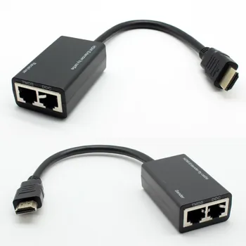 x2pcs одна пара HDMI по RJ45 CAT-5e CAT-6 кабель UTP LAN Ethernet Удлинитель Ретранслятор 1080P HDTV до 30 метров