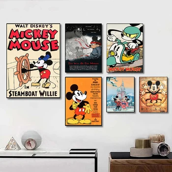 Картины из аниме Диснея, плакаты с Микки Маусом, Дональдом Даком, Милые мультяшные принты, настенные художественные картины для гостиной, домашний декор