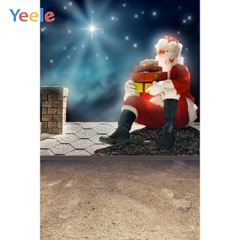 Рождественский подарок Санта-Клауса, Звездное Небо, Кирпичный пол, Стена, Фон для домашнего декора, Фотография На Заказ, Фотографический фон для Фотостудии