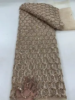 Кружевная ткань с бисером и пайетками, Высококачественная Сетчатая вышивка, J-13023311, Тюль, Нигерийские кружевные ткани Для Новобрачных