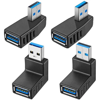 4 Шт. Переходники USB 3.0 с разъемом USB 90 градусов от мужчины к женщине -включая адаптер с левым, правым, верхним, нижним углом наклона