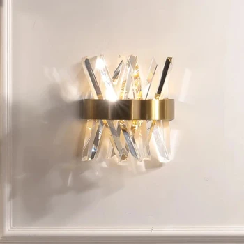 Хрустальный настенный светильник спальня рядом с золотыми настенными светильниками переменного тока 90-260 В ванная комната led настенное бра