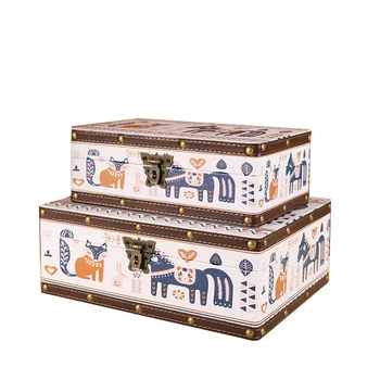 Деревянный милый мультяшный креативный настольный ящик для хранения с замком, косметическая шкатулка для украшений, сейф для хранения файлов