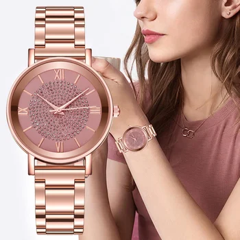 Роскошные женские кварцевые часы с бриллиантами, 2023, Изысканные Женские Магнитные наручные часы из Розового Золота, красивое качество для девочек