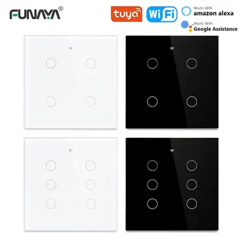 FUNAYA Tuya Бразилия, 4x4 WiFi, 4/6 Групп, настенный выключатель света, сенсорный выключатель для умного дома, работа с Alexa Google улучшение