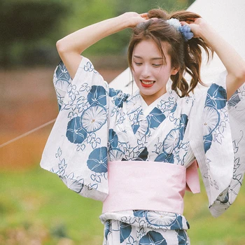 Женское Летнее платье в Японском традиционном Стиле, Кимоно, 100% Хлопок, Дышащая домашняя одежда, платье для фотосъемки, одежда для косплея