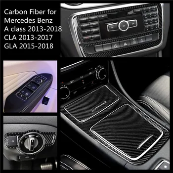 Наклейки на Центральную панель управления из Углеродного волокна, Декоративная отделка, Автомобильные чехлы для Mercedes A Class CLA GLA 2013-2018, Аксессуары