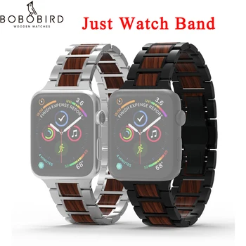 BOBO BIRD Деревянный ремешок из нержавеющей стали для Apple Smart Watches Браслет Ремешок для iWatch 6 SE 5 4 3 2 1 Iwatch Band