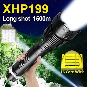 Новый XHP199 16-Ядерный Фитильный Супер Мощный светодиодный фонарик 18650 Наружный фонарь XHP90.2 Водонепроницаемый IPX8 Перезаряжаемая вспышка