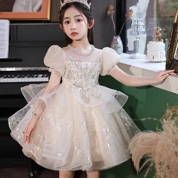 Роскошное платье в западном стиле для маленькой девочки, пышное платье на день рождения, детское супер сказочное платье принцессы, весенне-летние костюмы для выступлений
